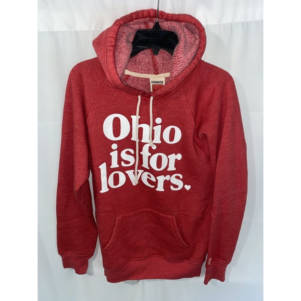 Homage Ohio Is For Lovers Red Hoodie Hooded Sweatshirt Small